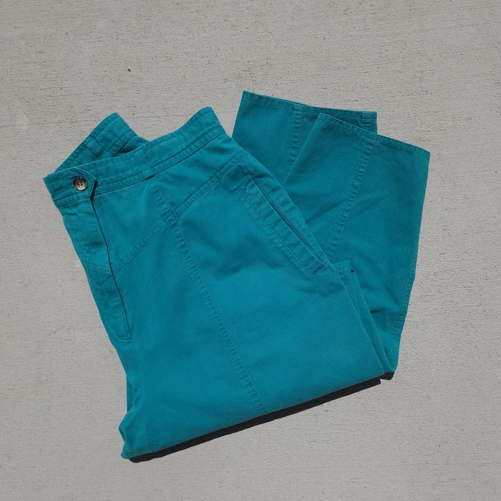 Vintage SK & Company High Rise Barrel Style Turquoise Pants Womens Size 12